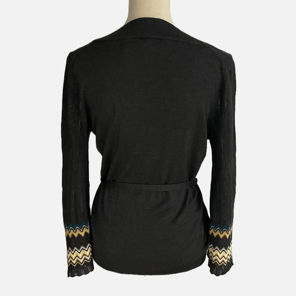 Nic & Zoe Silk Sweater Round Neckline Waist Tie Belt Knit Sleeves Large - Picture 8 of 8